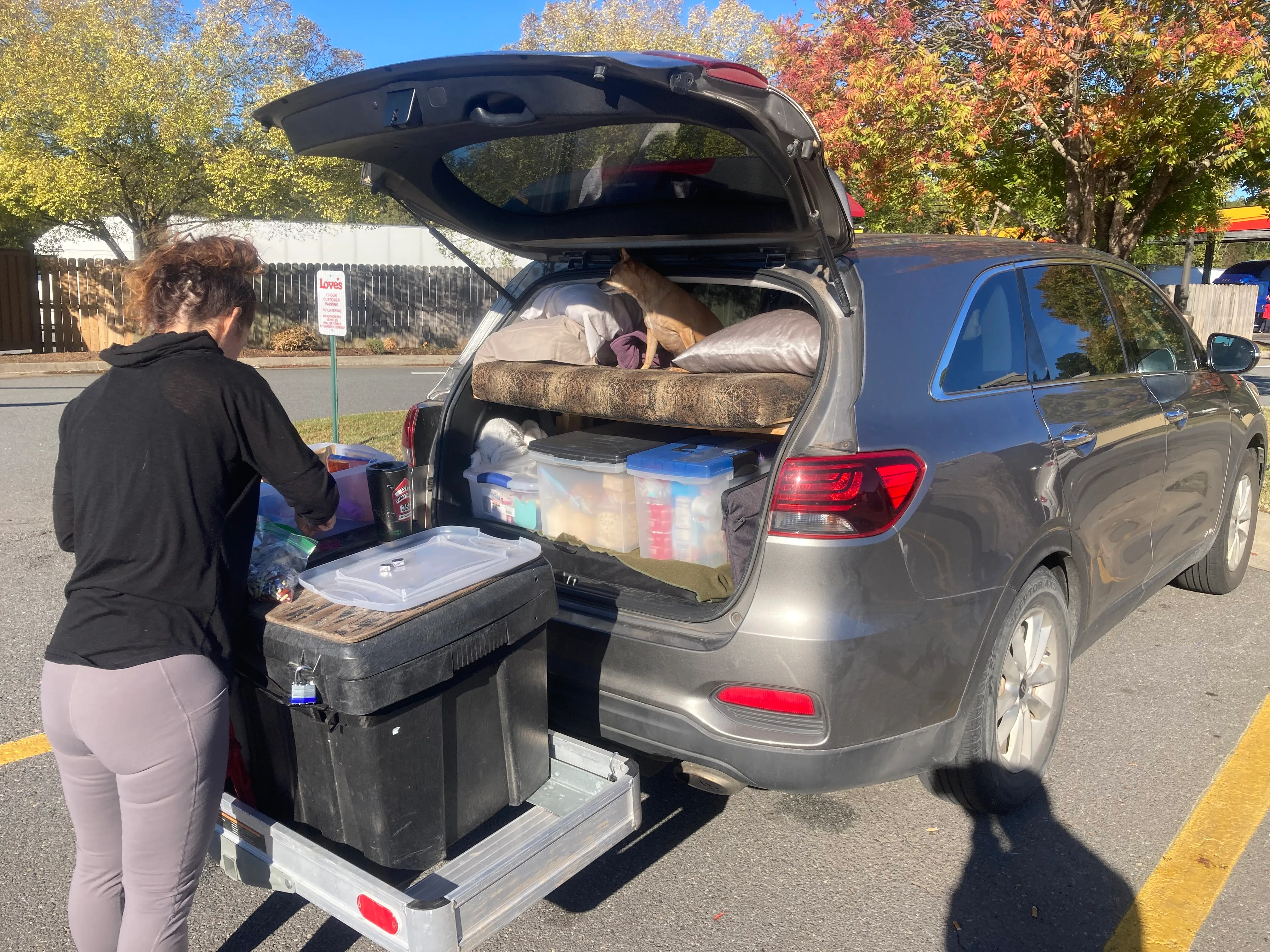 Kia Sorento packed and loaded for an Appalachian camping trip