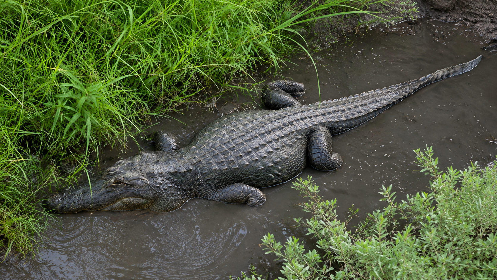 A monstrous alligator in the marsh near Rockport, Texas — this is what was swimming next to the kayak