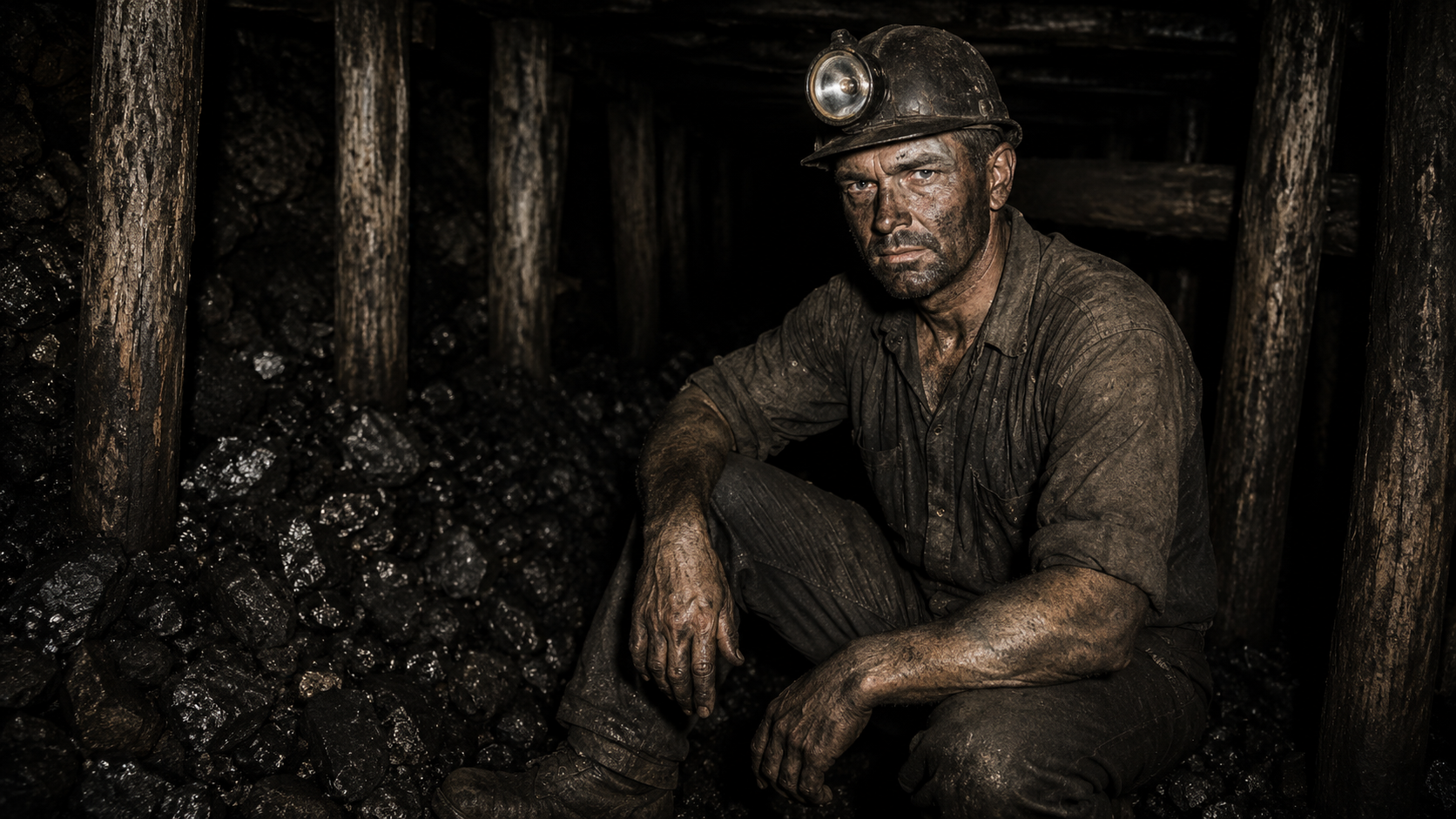 A coal miner at the end of his shift