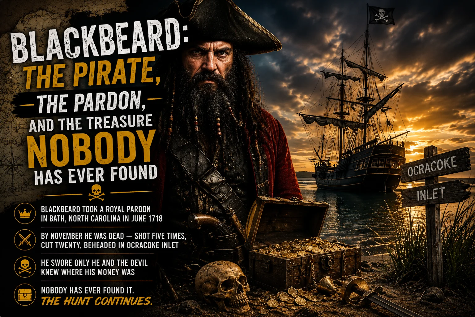Blackbeard: The Pirate, the Pardon, and the Treasure Nobody Has Ever Found