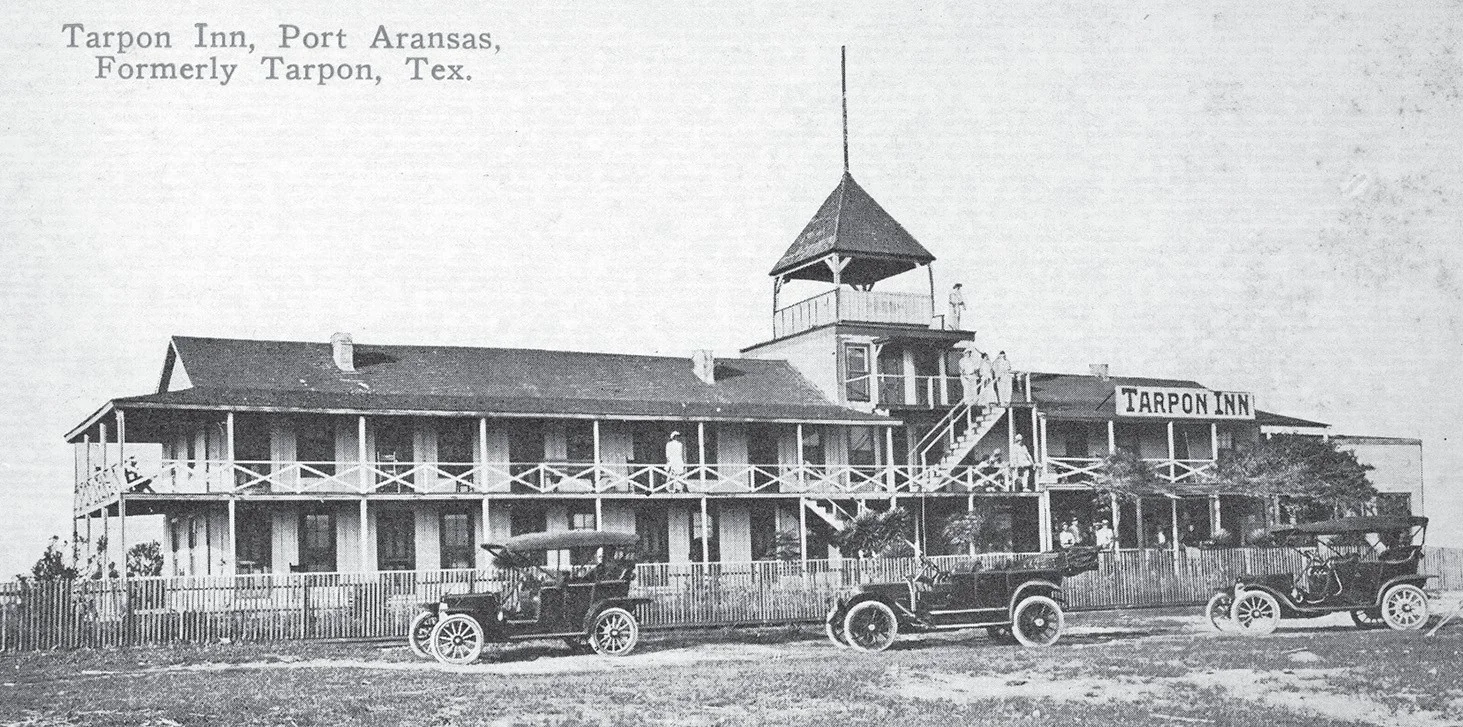 Historical postcard of the Tarpon Inn in Port Aransas, Texas, formerly named Tarpon, Texas