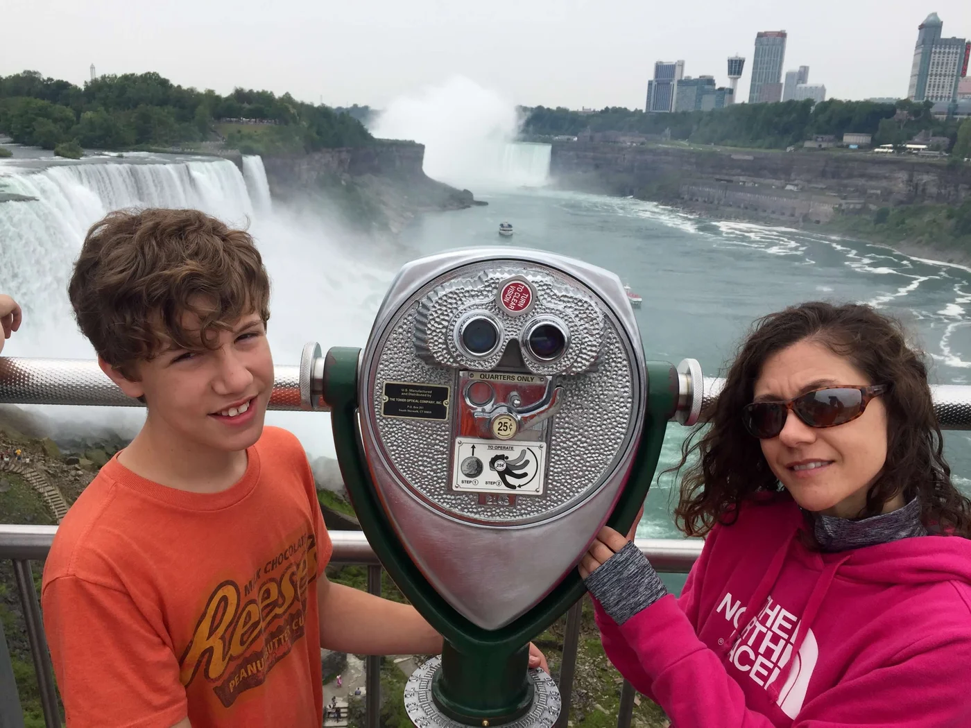 Zac and Polly at the Niagara Falls overlook — the look on his face suggests he already knows