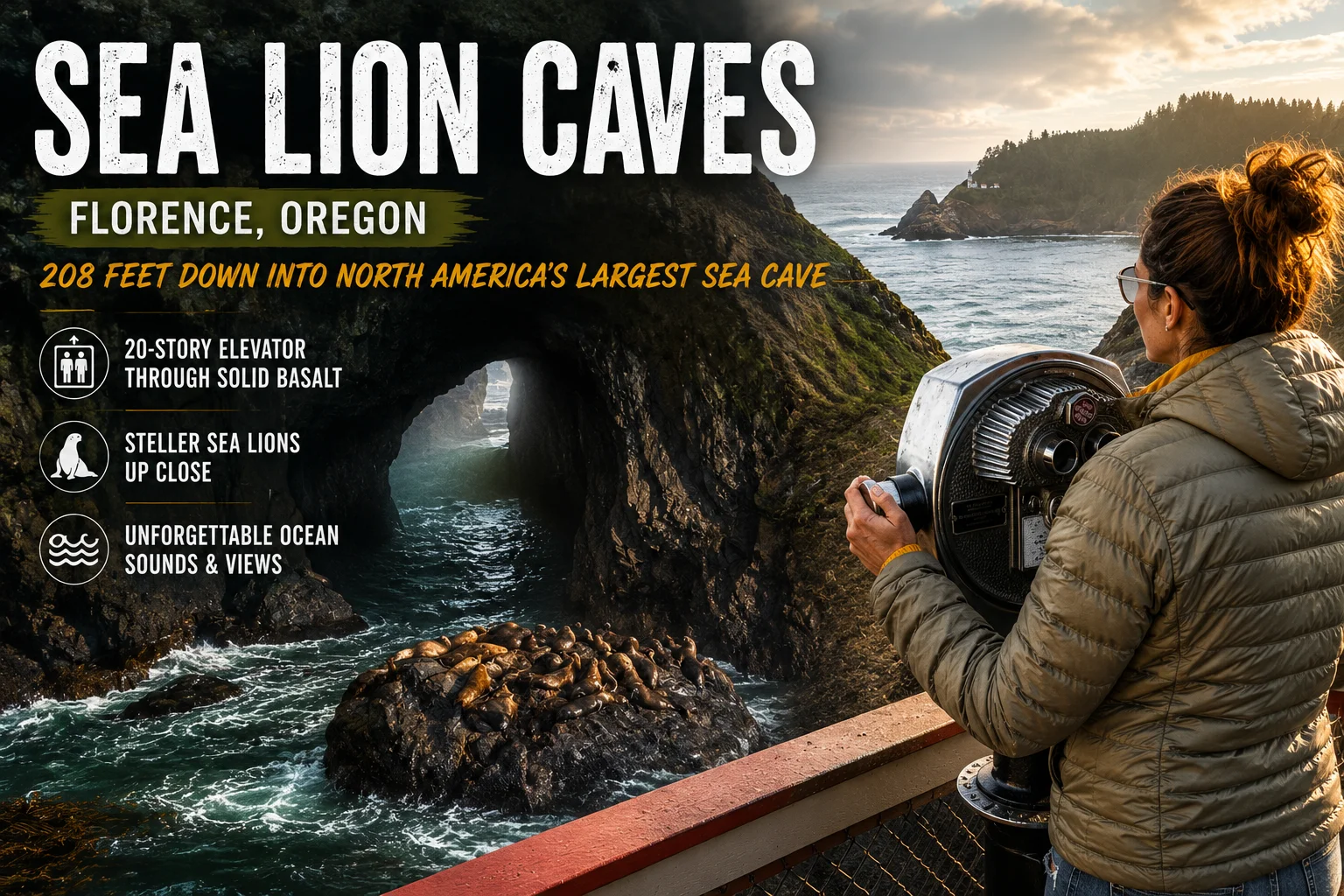 Sea Lion Caves, Oregon: 208 Feet Down Into the Largest Sea Cave in North America